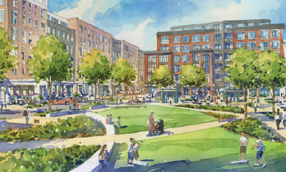 Rendering of modern village atmosphere
